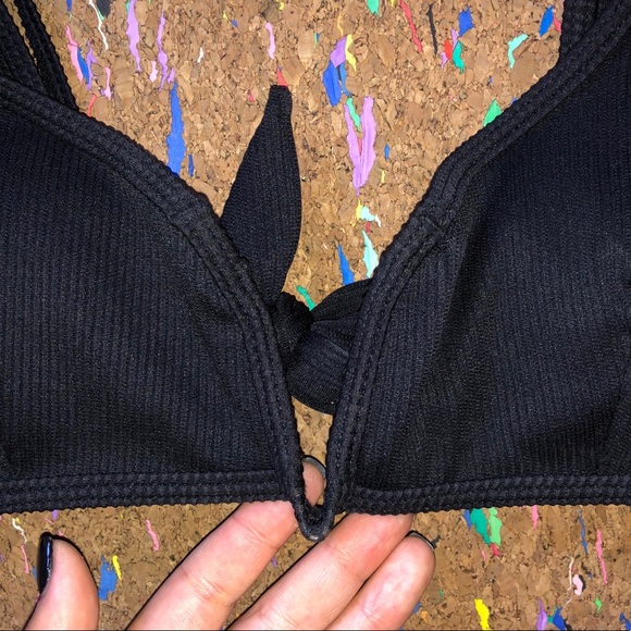 Black Zaful V-wired Ribbed Bikini Swimsuit - Picture 6 of 12